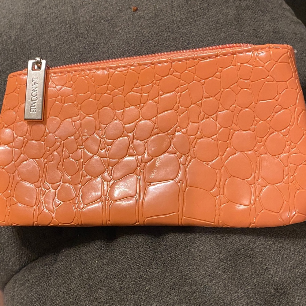 Lancome Orange Textured Cosmetic Bag small  fit your lipstick / mascara/  powder